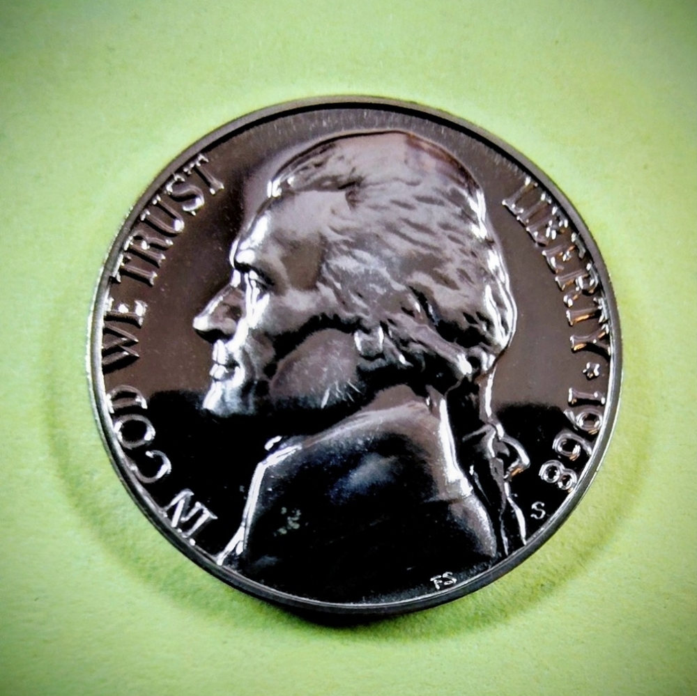 1968-S Proof Jefferson Nickel With Full Steps Beautiful Condition. #M5107